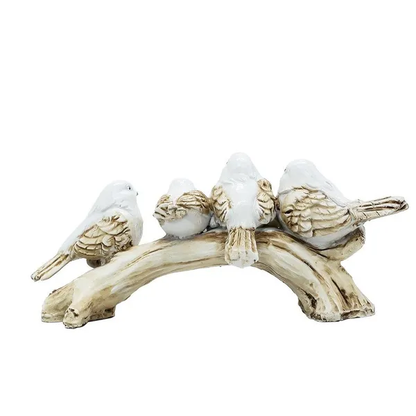 White_Resin_Love_Birds_on_Tree_Branch_-_Set_of_4_Bird_Statues_for_Tabletop_&_Shelf_Decor