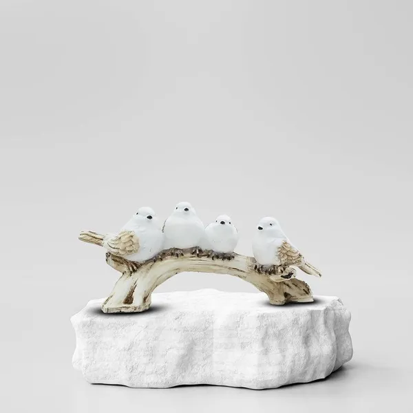 White_Resin_Love_Birds_on_Tree_Branch_-_Set_of_4_Bird_Statues_for_Tabletop_&_Shelf_Decor
