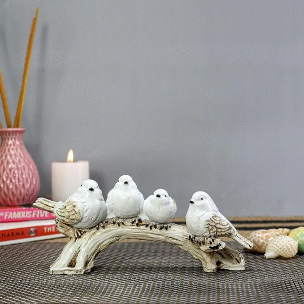 White_Resin_Love_Birds_on_Tree_Branch_-_Set_of_4_Bird_Statues_for_Tabletop_&_Shelf_Decor
