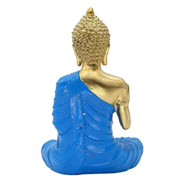 Buddha_with_Lotus_Flower_Statue,_Blue_Robe_Gold_Finish,_24.1_x_16.5_cm,_Meditation_Lotus_Bowl