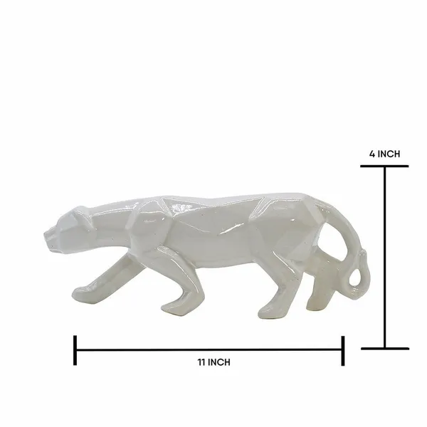 White_Ceramic_Panther_Figurine_-_Elegant_Home_Decor_-_Animal_Sculpture
