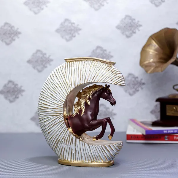 Gold-Accented_Crescent_Horse_Vase_-_Modern_Equestrian_Decor