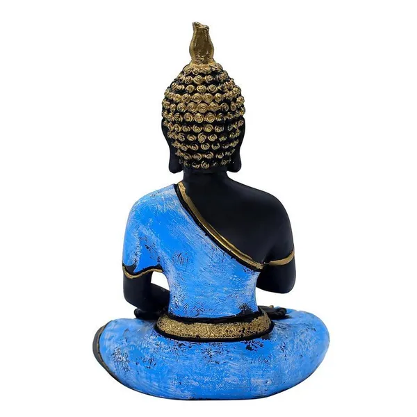 Decorative_Buddha_Statue,_Black_and_Blue_with_Gold_Accents,_25.4_cm_x_17.8_cm,_Meditation_Pose