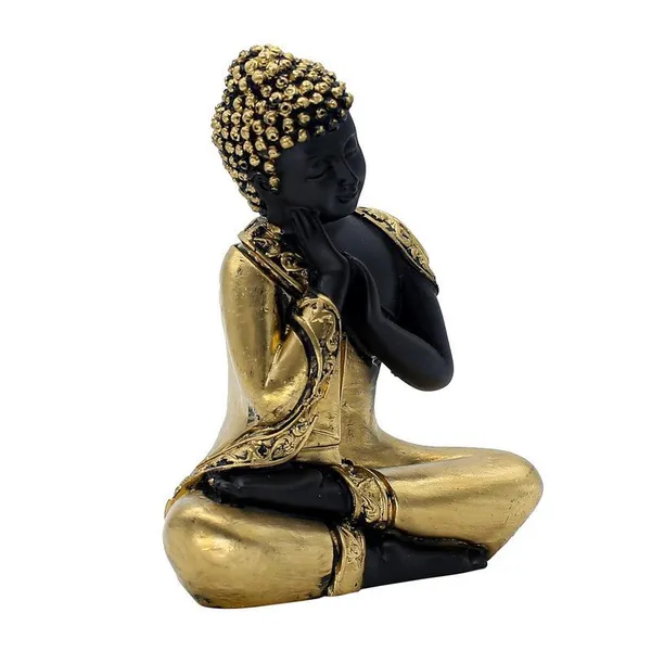 Polyresin_Buddha_Statue_for_Shelf_Decor,_Black_and_Gold,_16.5_cm_x_12.7_cm