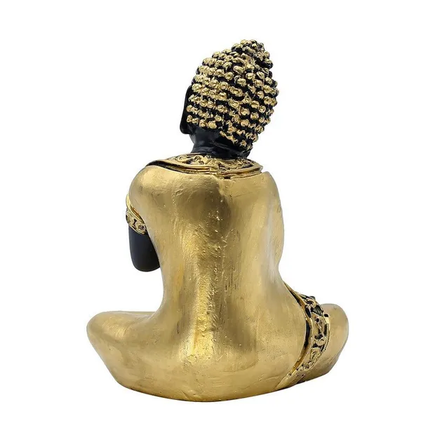 Polyresin_Buddha_Statue_for_Shelf_Decor,_Black_and_Gold,_16.5_cm_x_12.7_cm