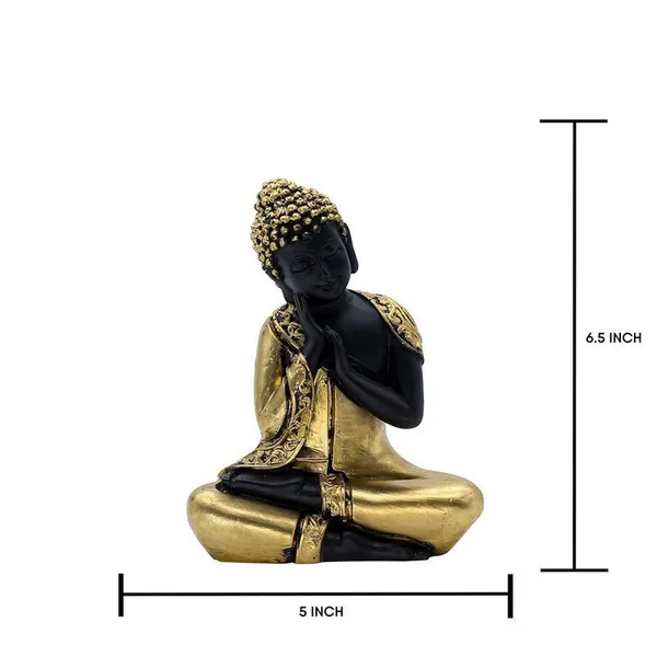 Polyresin_Buddha_Statue_for_Shelf_Decor,_Black_and_Gold,_16.5_cm_x_12.7_cm
