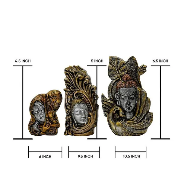 Decorative_Buddha_Statue_Set_of_3,_Antique_Gold_and_Silver_Finish,_4.5-6.5_Inch_Height