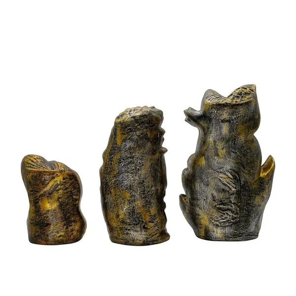 Decorative_Buddha_Statue_Set_of_3,_Antique_Gold_and_Silver_Finish,_4.5-6.5_Inch_Height