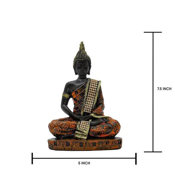 Samadhi_Buddha_Decorative_Buddha_Statue,_Black_and_Orange_with_Jewelled_Robe,_7.5_inch_Height