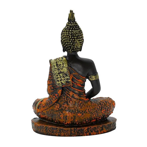 Samadhi_Buddha_Decorative_Buddha_Statue,_Black_and_Orange_with_Jewelled_Robe,_7.5_inch_Height