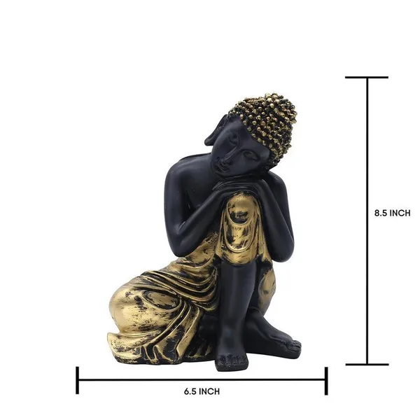 Resting_Buddha_Statue_for_Home_Decor,_Black_and_Gold,_21.6_cm_x_16.5_cm,_Resting_Pose
