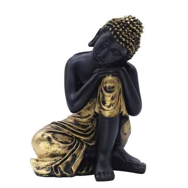 Resting_Buddha_Statue_for_Home_Decor,_Black_and_Gold,_21.6_cm_x_16.5_cm,_Resting_Pose