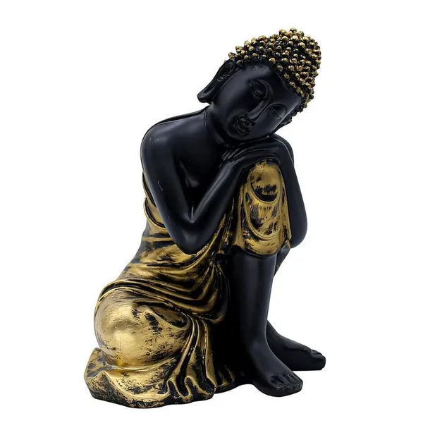 Resting_Buddha_Statue_for_Home_Decor,_Black_and_Gold,_21.6_cm_x_16.5_cm,_Resting_Pose