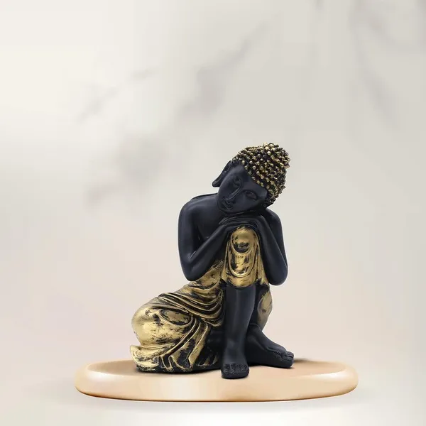 Resting_Buddha_Statue_for_Home_Decor,_Black_and_Gold,_21.6_cm_x_16.5_cm,_Resting_Pose