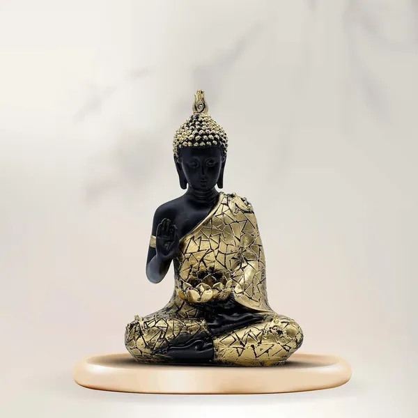 Decorative_Buddha_Statue,_Black_and_Gold_Mosaic_Design_|_Buddha_Idols_for_Home_Decor,_26.7_cm_x_17.8_cm