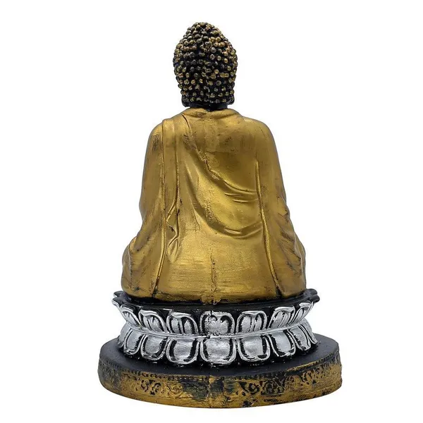 Samadhi_Buddha_Statue,_Black_and_Gold,_21.6_x_15.2_cm,_Silver_Lotus_Base