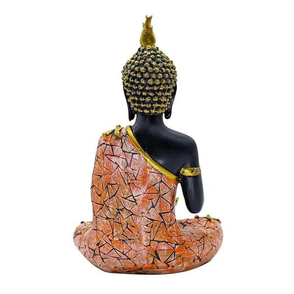 Decorative_Buddha_Statue_with_Lotus_for_Home_Decor,_Black_and_Orange_Mosaic_Design,_26.7_cm_x_17.8_cm