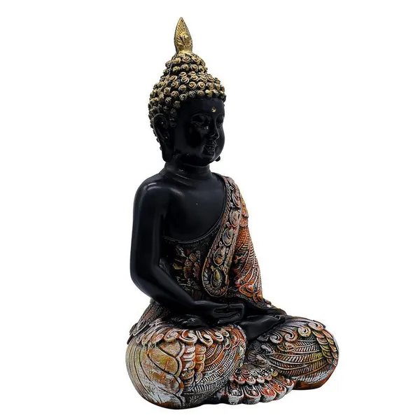 Meditating_Sitting_Buddha_Statue_Showpiece_Idol_Home_Decor_Items_with_Gold_Crown_and_Carved_Robe,_Black_and_Orange,_28_cm_x_15_cm
