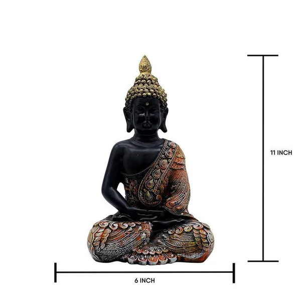 Meditating_Sitting_Buddha_Statue_Showpiece_Idol_Home_Decor_Items_with_Gold_Crown_and_Carved_Robe,_Black_and_Orange,_28_cm_x_15_cm