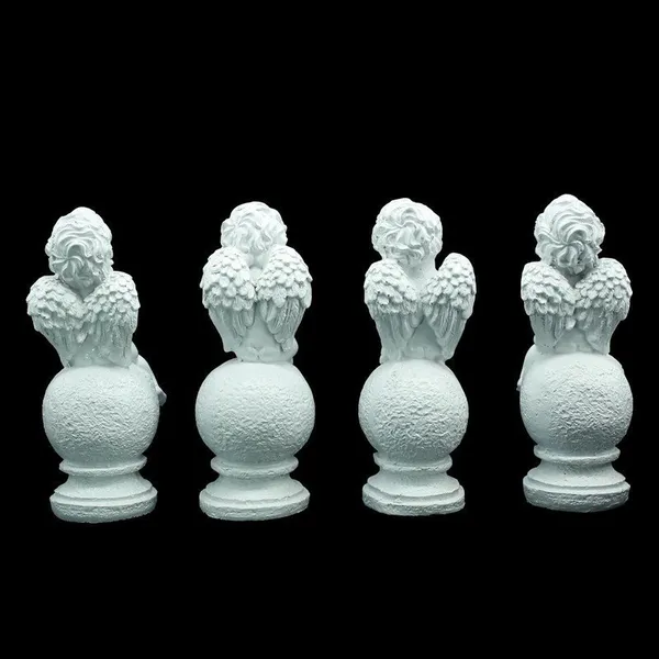 White_Angel_Figurine_Set_of_4,_Decorative_Garden_Statues,_8_Inch_Height,_3-3.5_Inch_Width