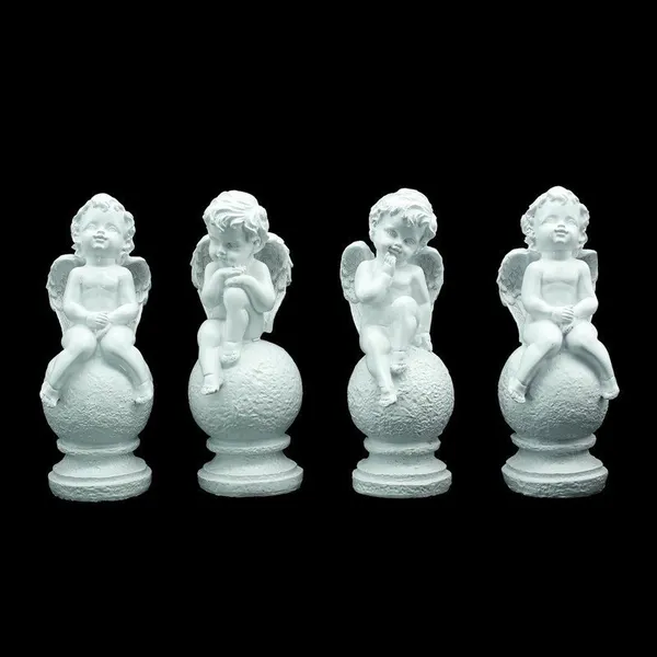White_Angel_Figurine_Set_of_4,_Decorative_Garden_Statues,_8_Inch_Height,_3-3.5_Inch_Width