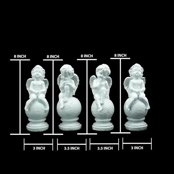 White_Angel_Figurine_Set_of_4,_Decorative_Garden_Statues,_8_Inch_Height,_3-3.5_Inch_Width