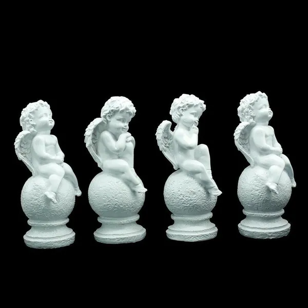 White_Angel_Figurine_Set_of_4,_Decorative_Garden_Statues,_8_Inch_Height,_3-3.5_Inch_Width