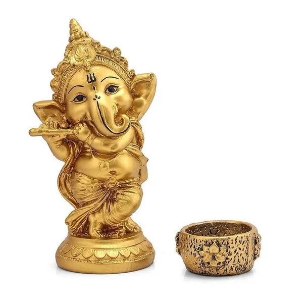 Ganesha_Playing_Flute_Idol_with_Decorative_Tealight_Diya_Gold_Finish_Ganpati_Statue_for_Home,_Office_&_Pooja_Room_Decor_(6_Inch)