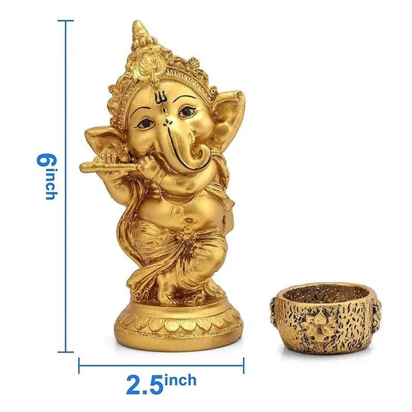 Ganesha_Playing_Flute_Idol_with_Decorative_Tealight_Diya_Gold_Finish_Ganpati_Statue_for_Home,_Office_&_Pooja_Room_Decor_(6_Inch)