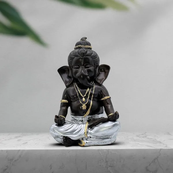 Ganesha_Idol_for_Home_Decor_|_Black_&_Silver_Meditating_Ganpati_Statue_|_Polyresin_Ganesh_Murti_for_Pooja_Room,_Office,_Car_Dashboard_&_Gift_6_Inch