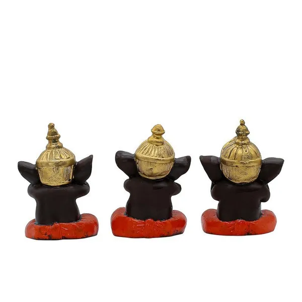 Set_of_3_Polyresin_3_Wise_Ganesha_Figurines,_Decorative_Showpiece_with_Gold_Crown,_4.5_Inch,_Dark_Brown_for_Home,_Office_&_Temple_Decor
