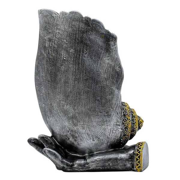Ganesha_Sitting_on_Conch_Shell_Statue_-_Black_and_Red_-_Metal/Stone_-_Home/Office_Decor
