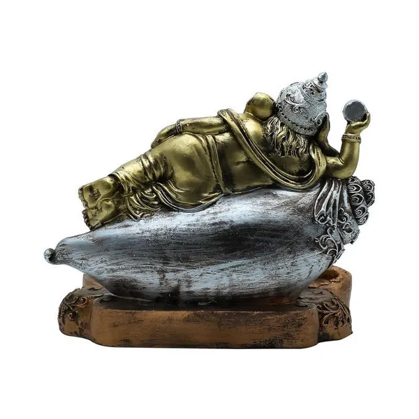 Gold_&_Silver_Ganesha_Statue_on_Conch_Shell_-_Decorative_Figurine_for_Home_&_Office