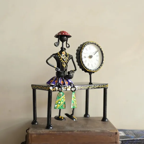 Decorative_Sitting_Doll_with_Clock_in_Metal_|_Handcrafted_Table_Showpiece_with_Timepiece_|_Unique_Home_&_Office_decor_Gift_Item