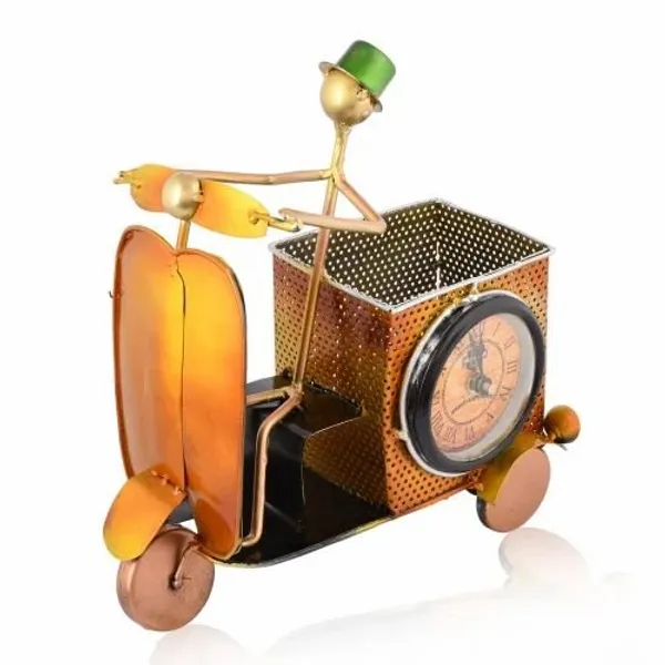 Metal_Scooter_Pen_Holder_with_Clock_|_Decorative_Table_Organizer_for_Office_&_Home_Decor