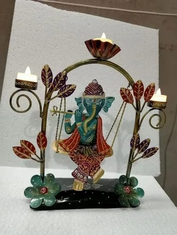 Metal_Jhula_Ganesh_T_Lite_Holder_|_Handcrafted_Decorative_Tea_Light_Stand_|_Elegant_Ganesh_Ji_Showpiece_for_Home_&_Temple_Decor