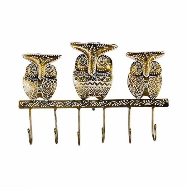 Beautiful_Handcrafted_Metal_Golden_Owl_Key_Holder_|_Hand_Painted_Wall_Hanging_Key_Organizer_|_Perfect_Gift_for_Home_Decor