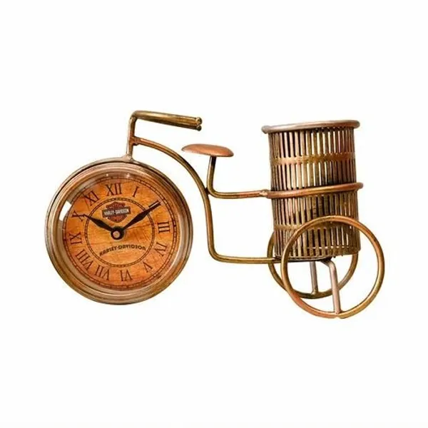 Golden_Decorative_Cycle_Pen_Stand_with_Clock_|_Elegant_Metal_Desk_Organizer_for_Office_&_Corporate_Gifting