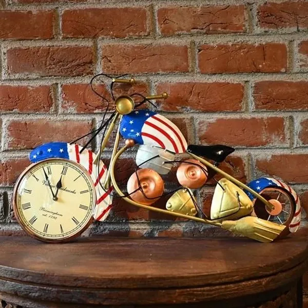 Handcrafted_Metal_American_Bike_Showpiece_with_Clock_|_Retro_Home_&_Office_Decoration_Piece