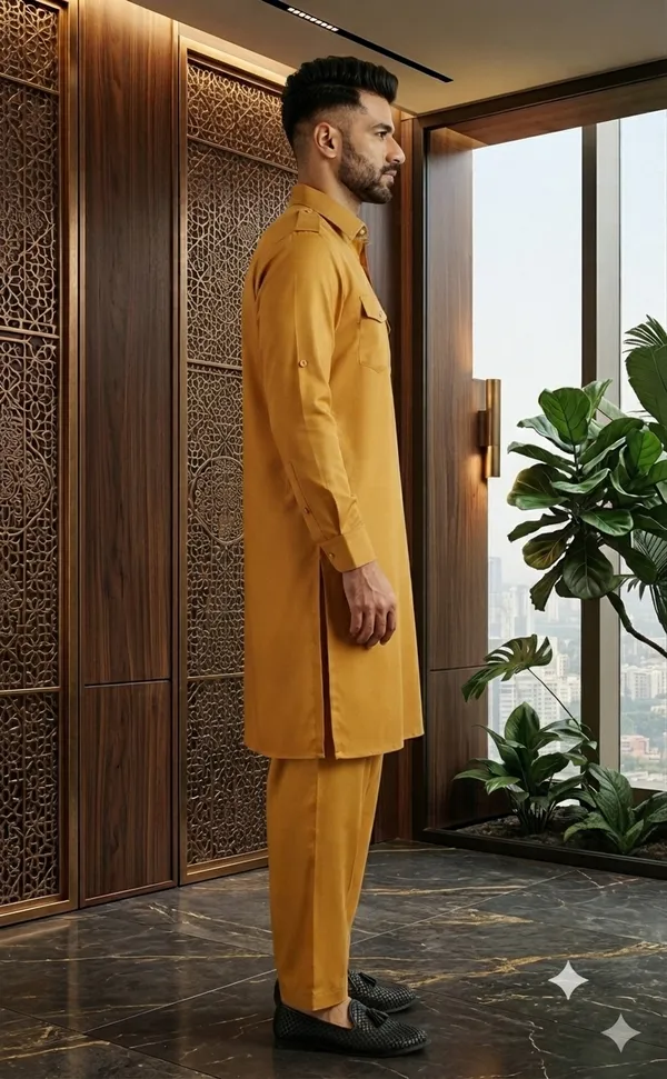 Men's_Premium_Mustard_Yellow_Pathani_Kurta_Shalwar_Set_|_Classic_Ethnic_Wear_for_Festive_&_Casual_Occasions