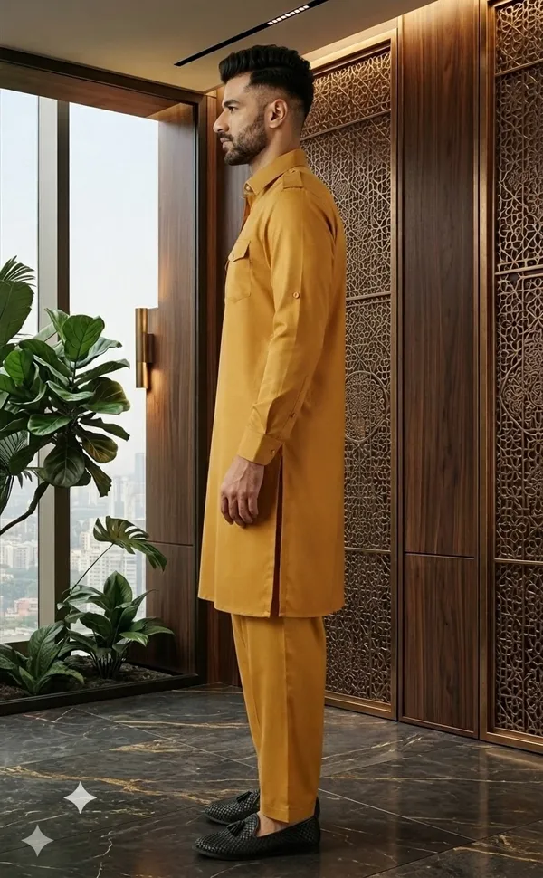 Men's_Premium_Mustard_Yellow_Pathani_Kurta_Shalwar_Set_|_Classic_Ethnic_Wear_for_Festive_&_Casual_Occasions