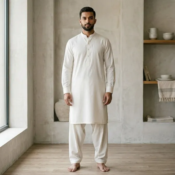Men's_Off-White_Solid_Cotton_Kurta_Salwar_Set