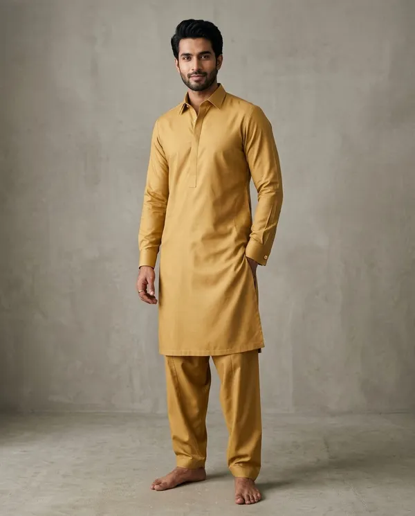 Golden_Mustard_Cotton_Pathani_Sui