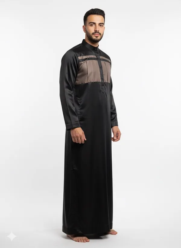 Black_Satan_Fabric_Premium_Full_Sleeve_Thawb_For_Men