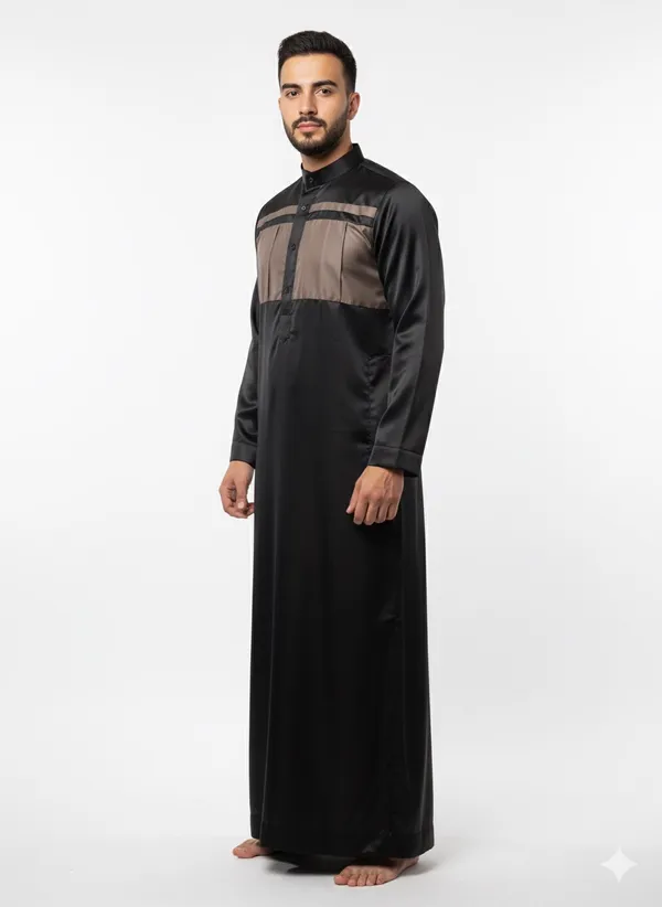 Black_Satan_Fabric_Premium_Full_Sleeve_Thawb_For_Men