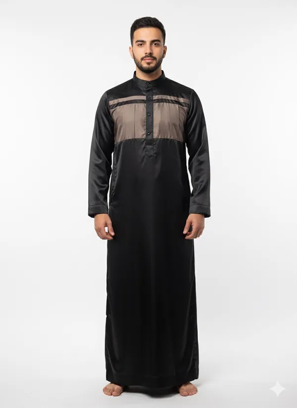 Black_Satan_Fabric_Premium_Full_Sleeve_Thawb_For_Men