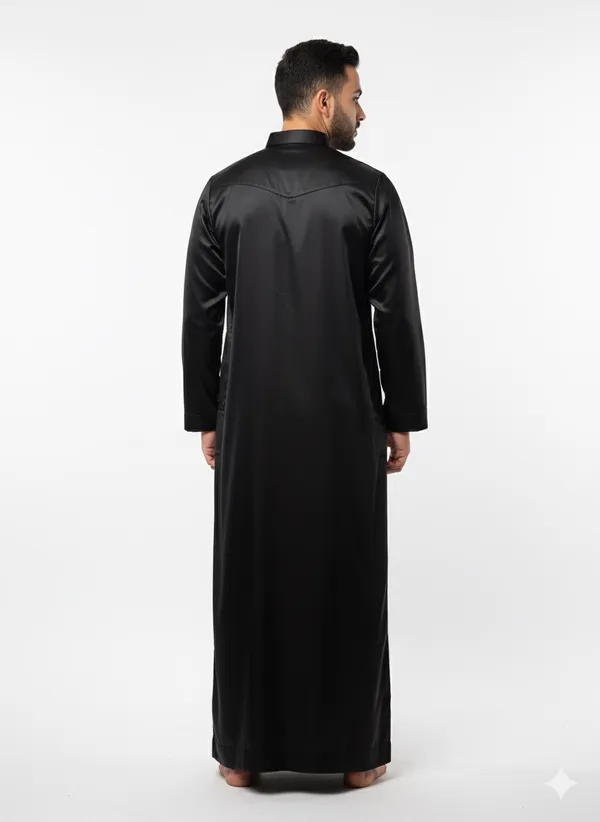 Black_Satan_Fabric_Premium_Full_Sleeve_Thawb_For_Men