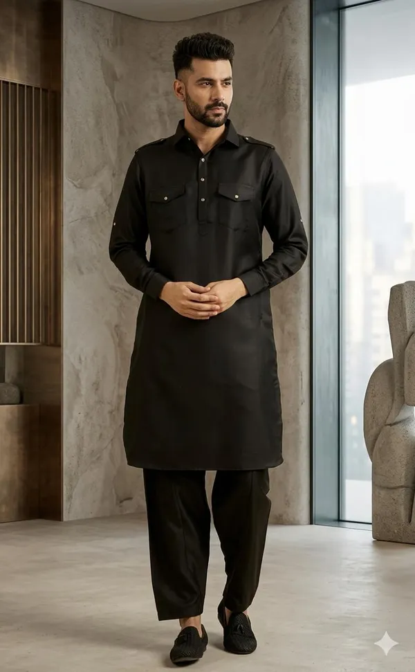 Luxury_Black_Pathani_Suit_for_Men_|_Full_Sleeve_Kurta_with_Matching_Shalwar_|_Traditional_Islamic_Wear