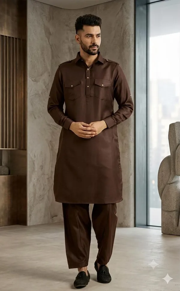 Men's_Premium_Brown_Pathani_Kurta_Shalwar_Set_|_Classic_Ethnic_Wear_for_Festive_&_Casual_Occasions