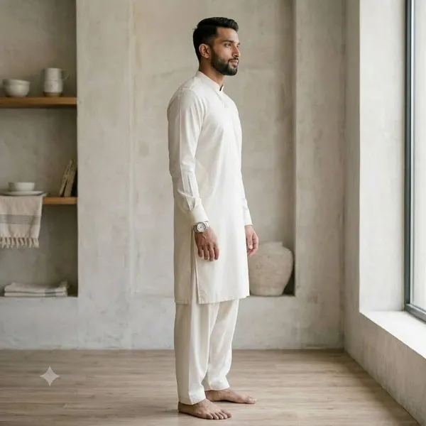 Men's_Off-White_Solid_Cotton_Kurta_Salwar_Set